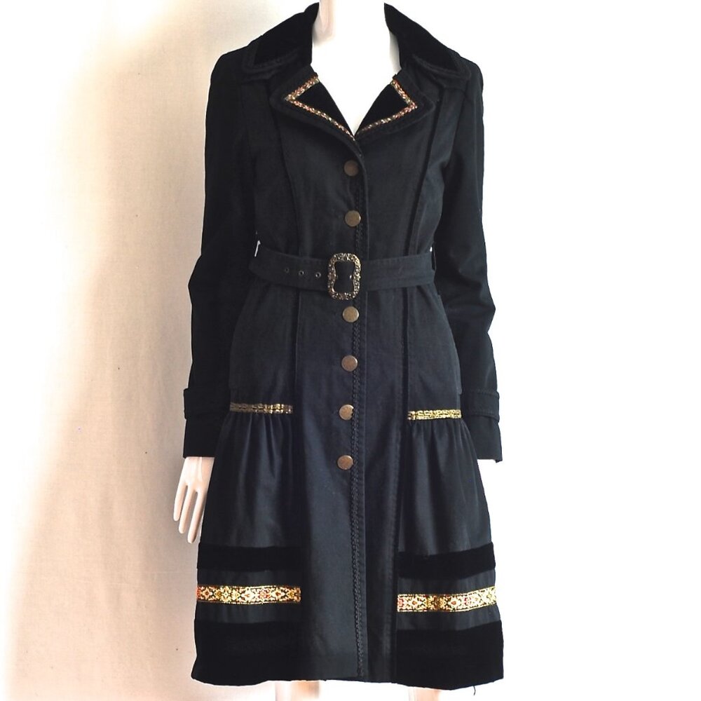 Cynthia Steffe Cotton Coat With Velvet & Metallic Trim - USA